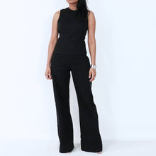 Load image into Gallery viewer, Black Sleeveless Fitted Top | Cotton | ALPHONSINA