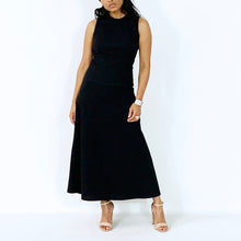 Load image into Gallery viewer, Midi Black Cotton A Skirt | ALPHONSINA