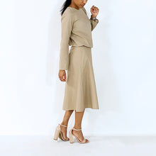 Load image into Gallery viewer, Tan Long Sleeves With Elastic Waist Top | ALPHONSINA