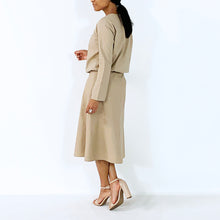 Load image into Gallery viewer, Tan Long Sleeves With Elastic Waist Top | ALPHONSINA