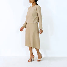 Load image into Gallery viewer, Tan Long Sleeves With Elastic Waist Top | ALPHONSINA