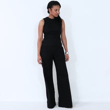 Load image into Gallery viewer, Black Sleeveless Fitted Top | Cotton | ALPHONSINA