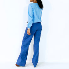 Load image into Gallery viewer, Blue Long Sleeves With Elastic Waist And Wrist Top | ALPHONSINA