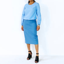 Load image into Gallery viewer, Blue Straight Skirt | ALPHONSINA