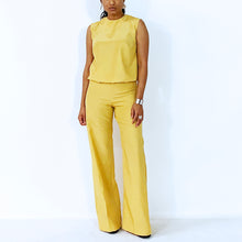 Load image into Gallery viewer, Golden Sleeveless Top With Elastic Waist | Silk | ALPHONSINA