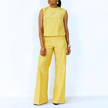 Load image into Gallery viewer, Golden Sleeveless Top With Elastic Waist | Silk | ALPHONSINA