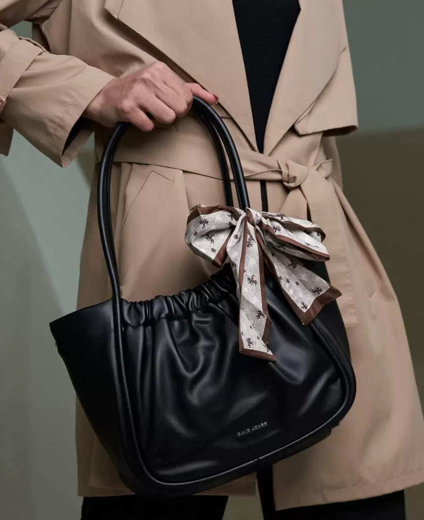 Top-Handle Red Satchel Bag With Scarf | ALPHONSINA