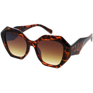 Leopard Bulky Geometric Frame Sunglasses | ALPHONSINA
