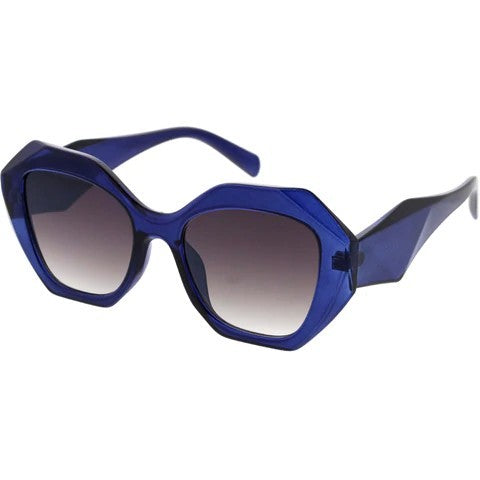 Navy Bulky Geometric Frame Sunglasses | ALPHONSINA