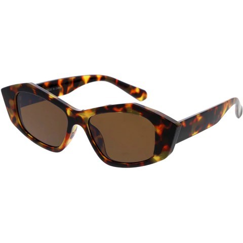 Brown Tortoise Retro  Geometric Sunglasses | ALPHONSINA