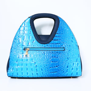 Blue Crocodile Satchel Bag | ALPHONSINA