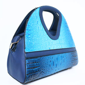 Blue Crocodile Satchel Bag | ALPHONSINA