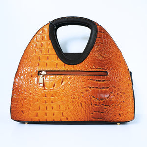 Brown Crocodile Satchel Bag | ALPHONSINA