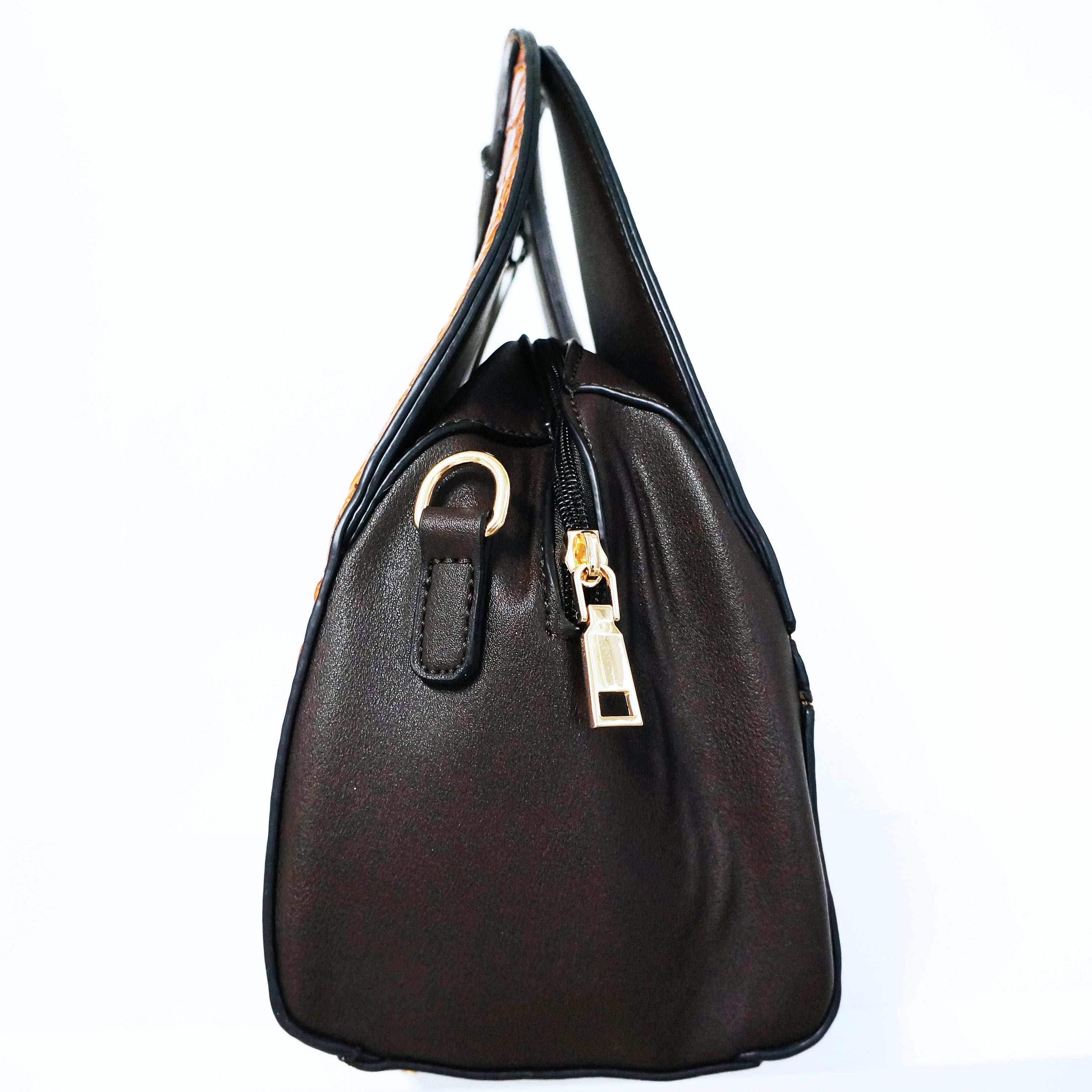 Brown Crocodile Satchel Bag | ALPHONSINA