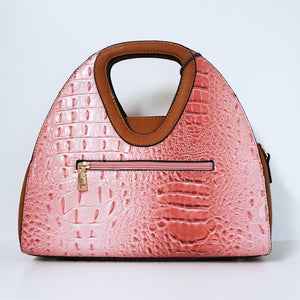 Pink Crocodile Satchel Bag | ALPHONSINA