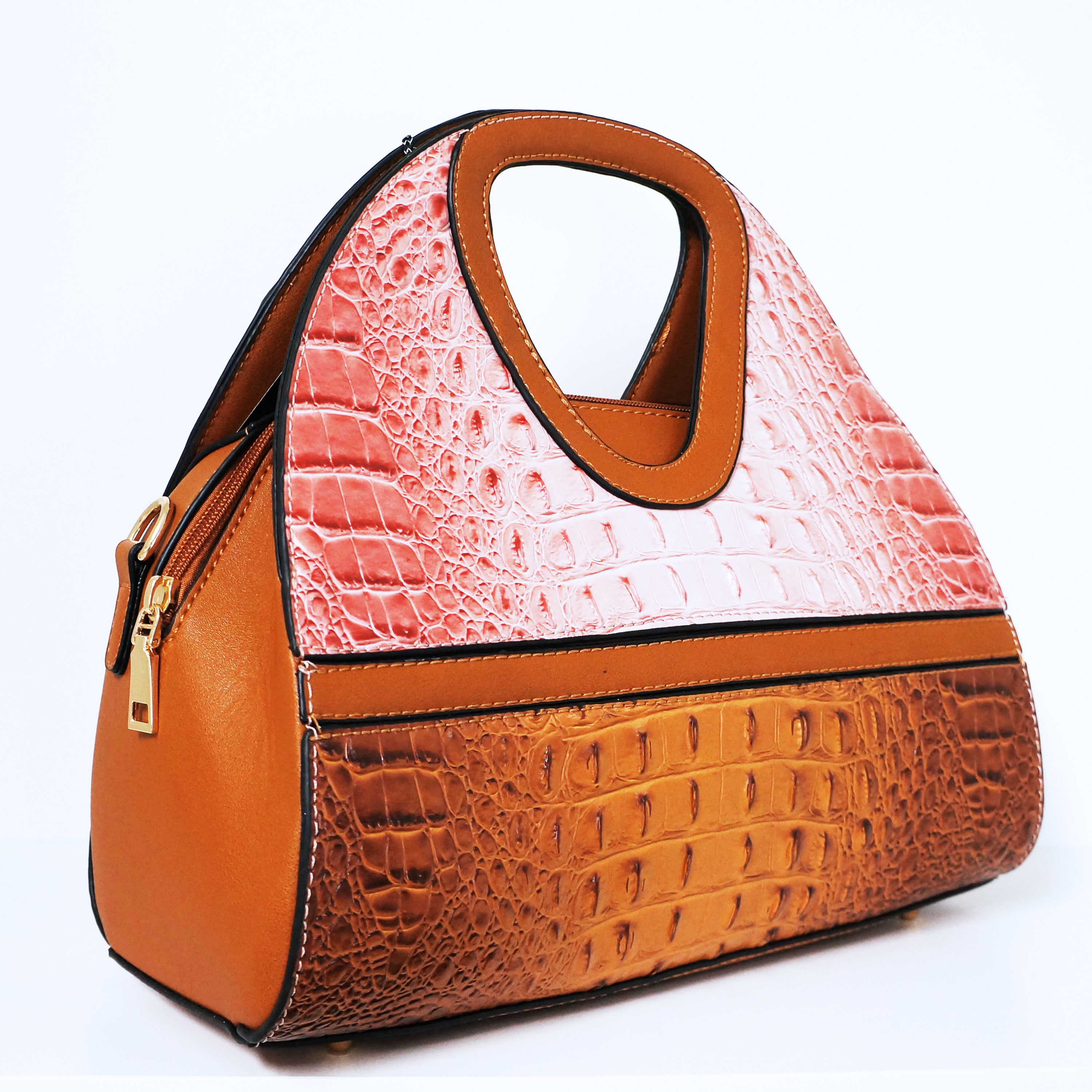 Pink Crocodile Satchel Bag | ALPHONSINA