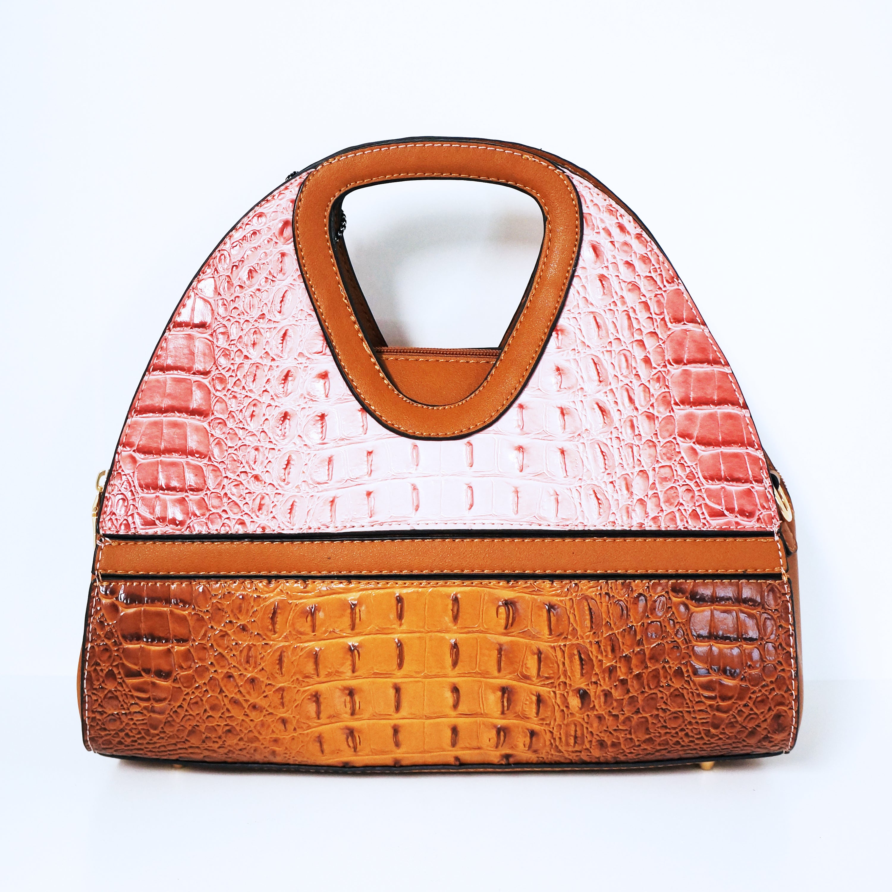 Pink Crocodile Satchel Bag | ALPHONSINA