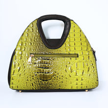 Load image into Gallery viewer, Green Crocodile Satchel Bag | ALPHONSINA