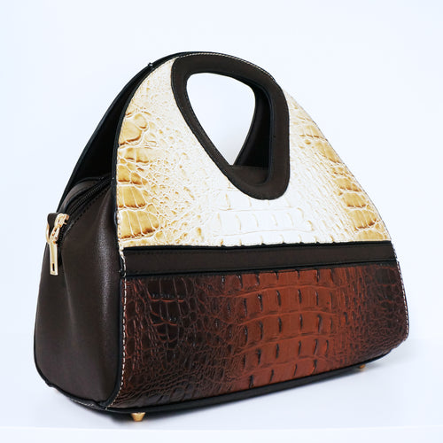 Beige Crocodile Satchel Bag | ALPHONSINA