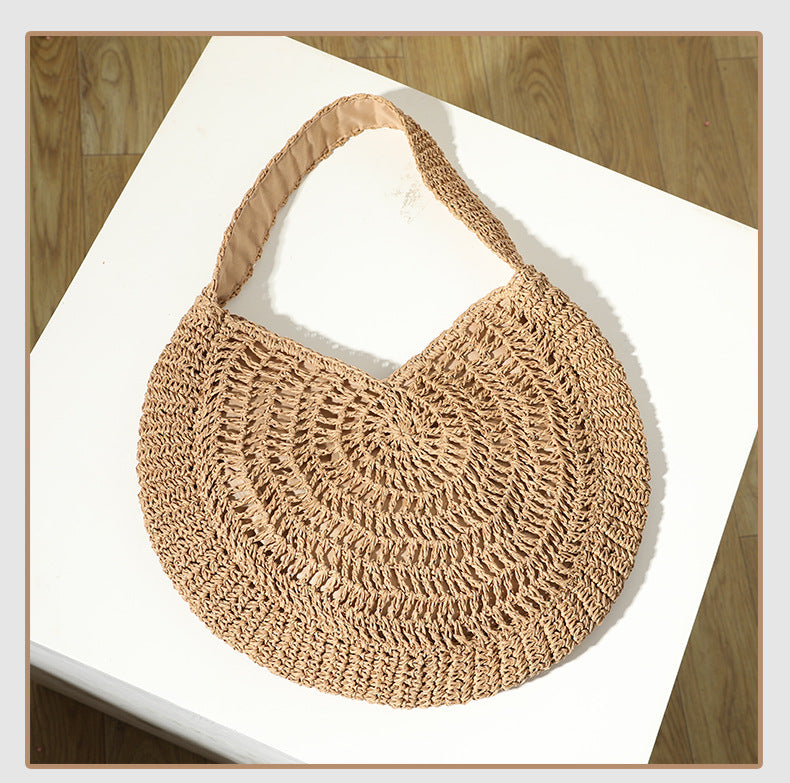 Tan Circled Straw Tote | ALPHONSINA