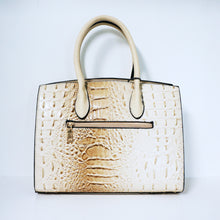 Load image into Gallery viewer, Beige Ring Accent Crocodile Satchel Bag | ALPHONSINA