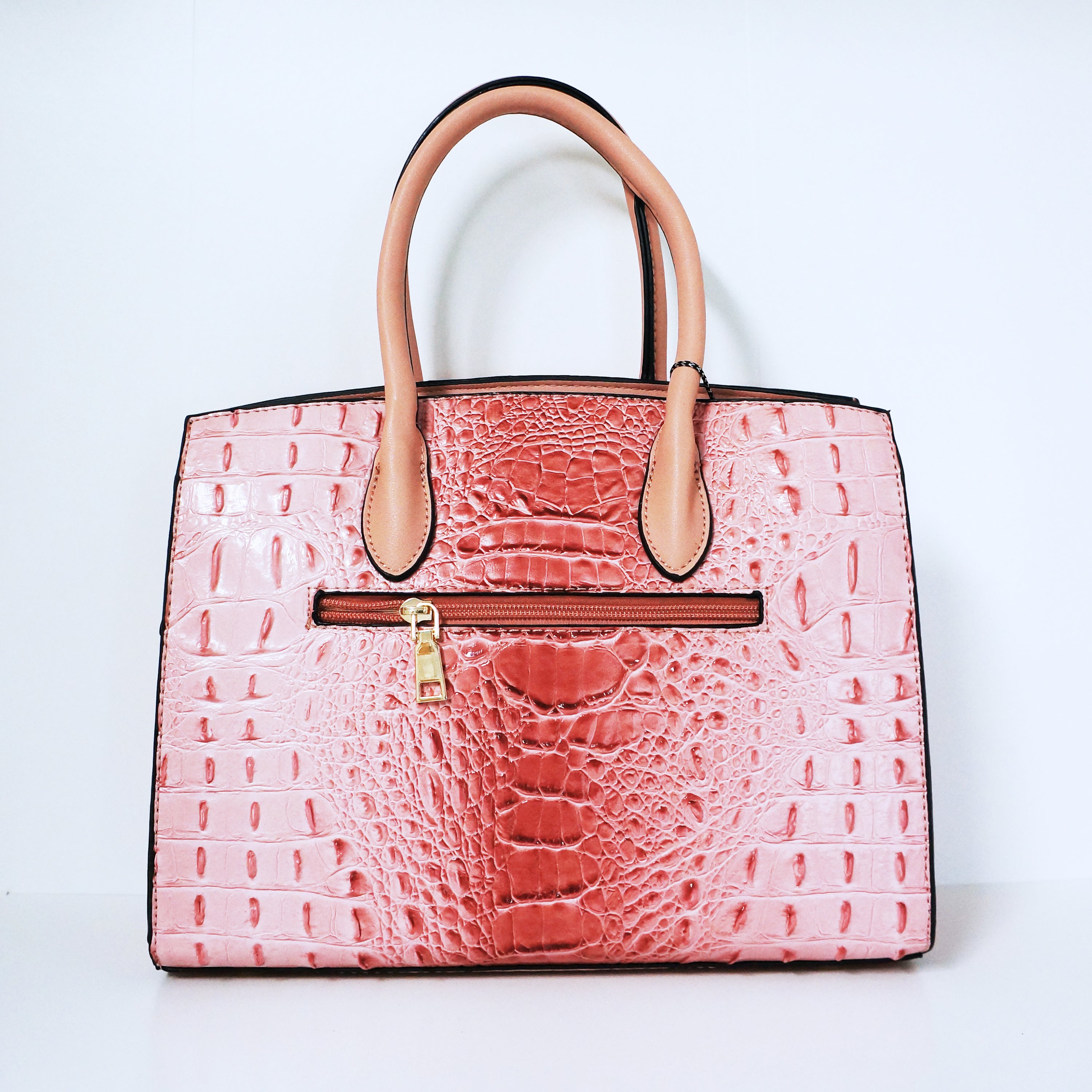 Pink Ring Accent Crocodile Satchel Bag | ALPHONSINA