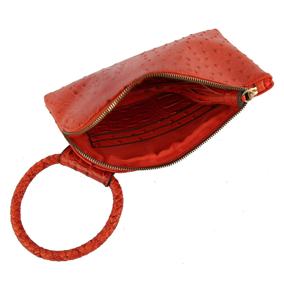 Red Orange Croc HandCuff Tassel Wristlet Clutch | ALPHONSINA