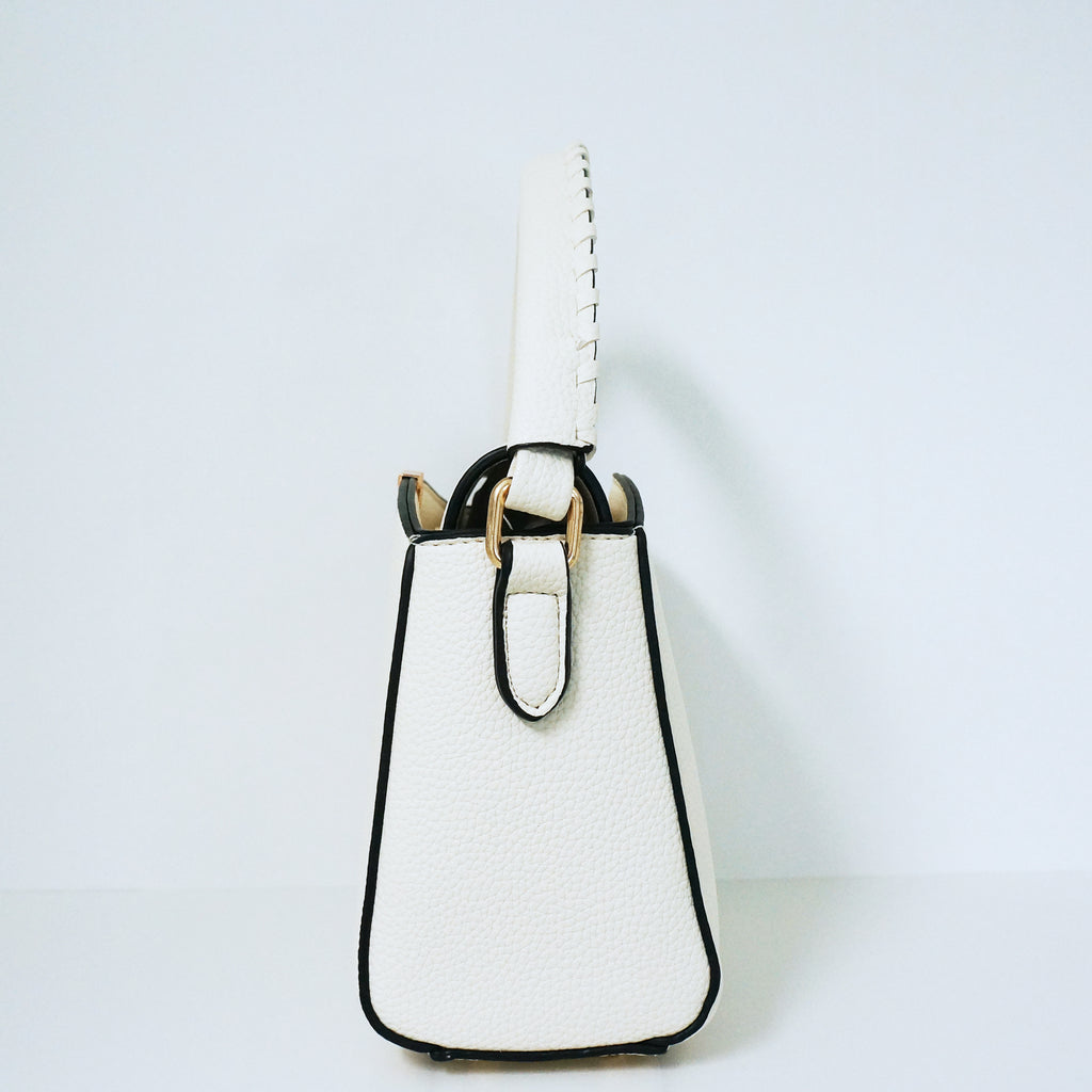 White V- Accent Satchel Bag | ALPHONSINA