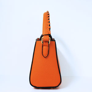 Orange V- Accent Satchel Bag | ALPHONSINA