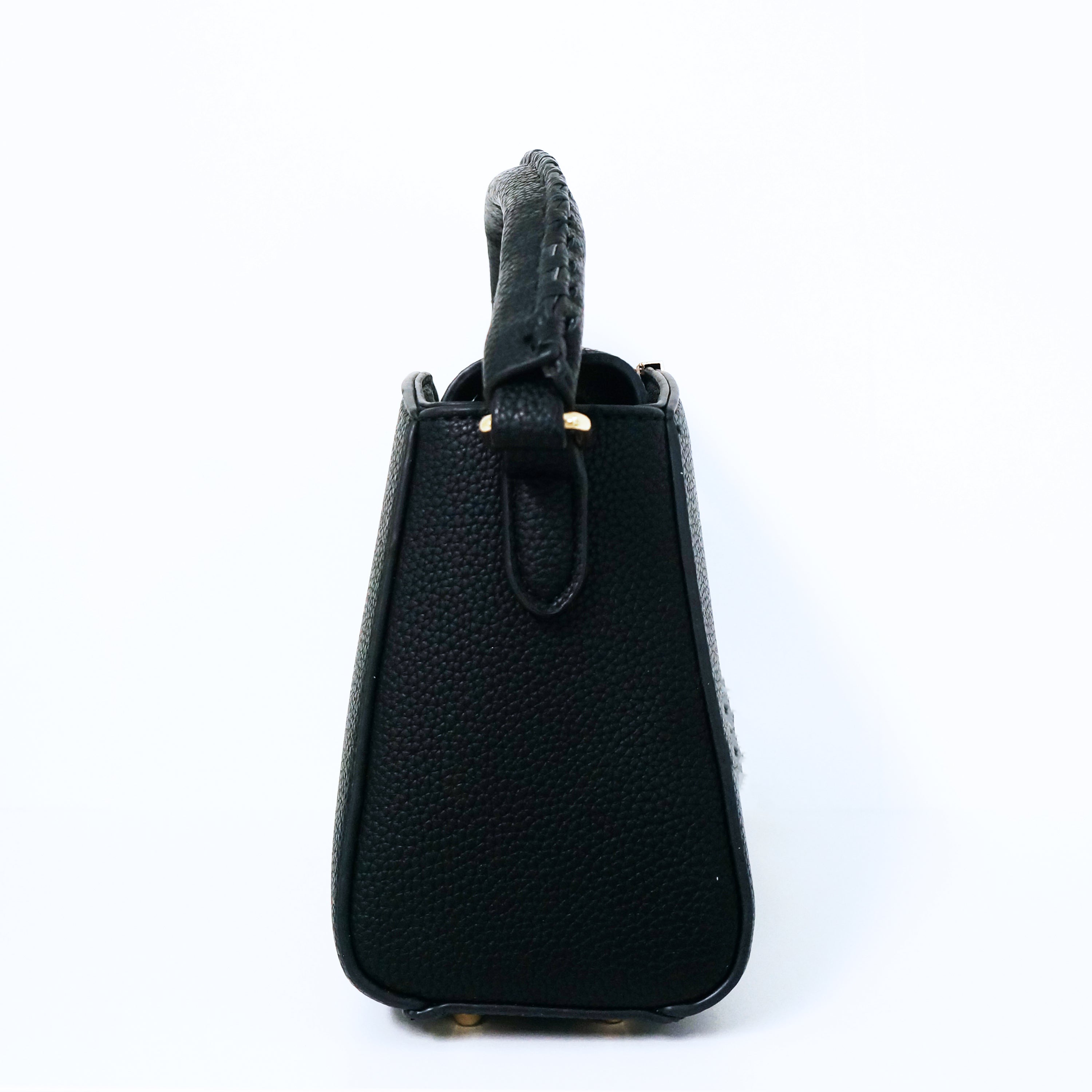 Black V- Accent Satchel Bag | ALPHONSINA