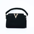 Black V- Accent Satchel Bag | ALPHONSINA