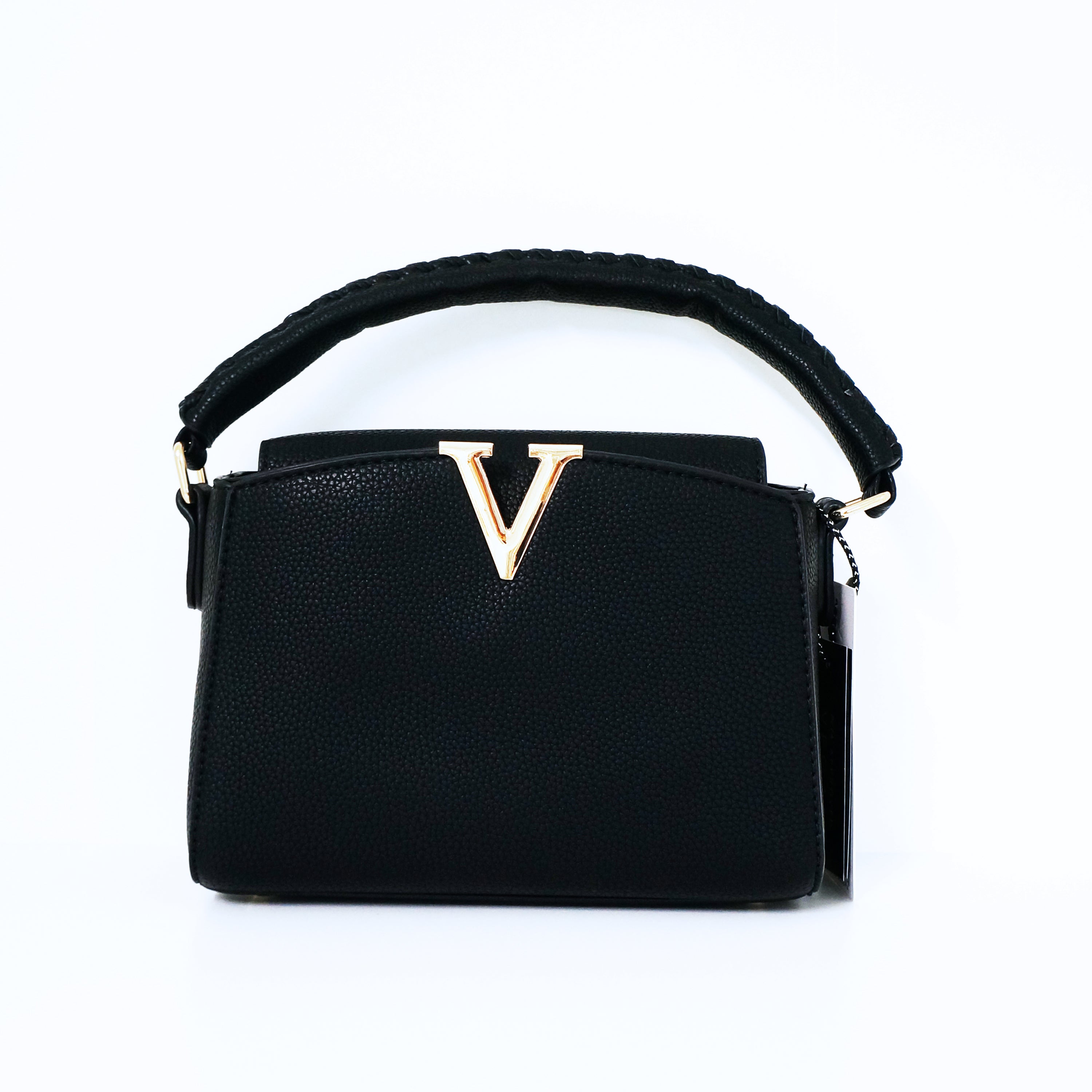 Black V- Accent Satchel Bag | ALPHONSINA