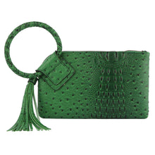 Load image into Gallery viewer, Green Croc HandCuff Tassel Wristlet Clutch | ALPHONSINA