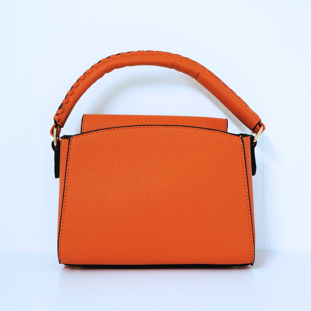 Orange V- Accent Satchel Bag | ALPHONSINA