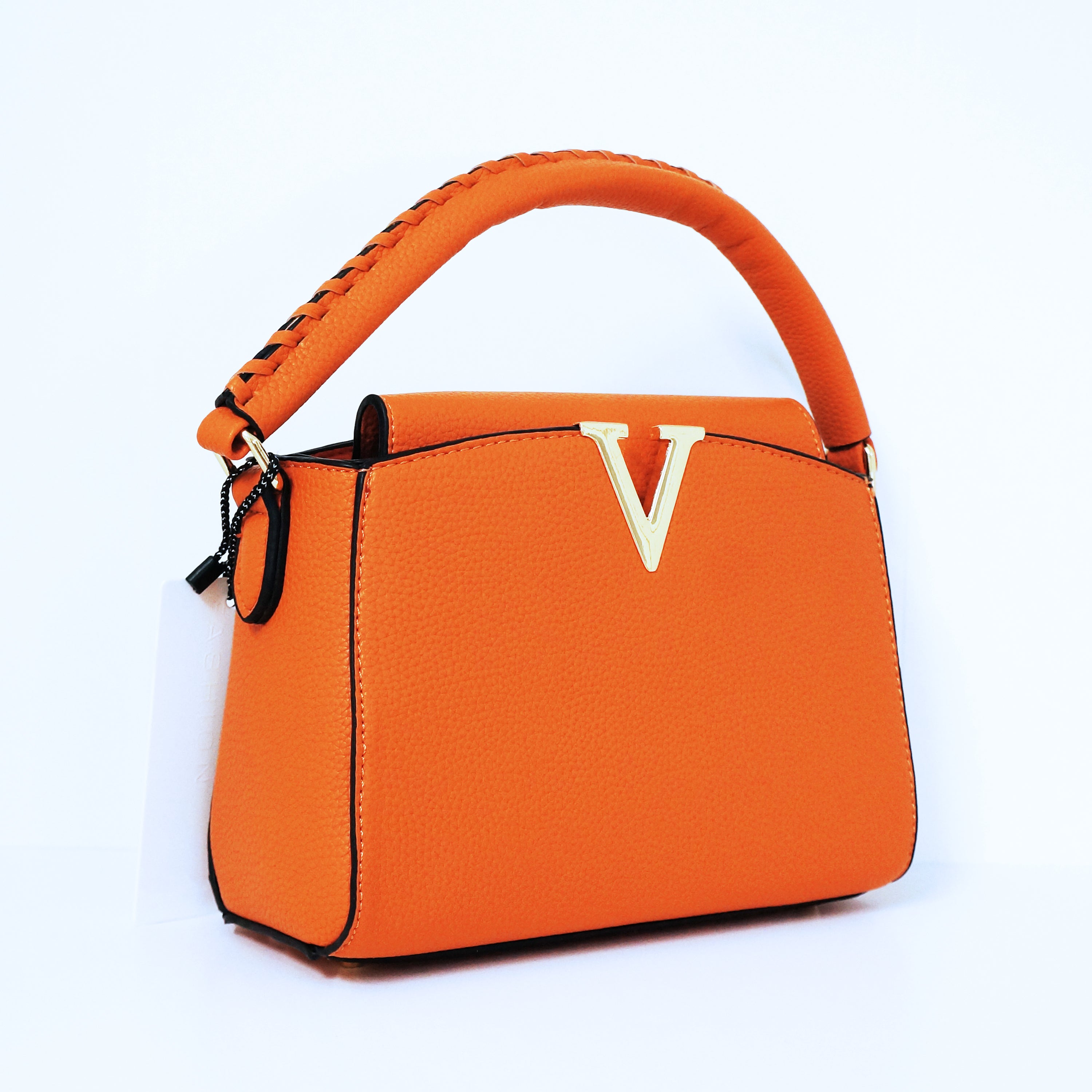 Orange V- Accent Satchel Bag | ALPHONSINA