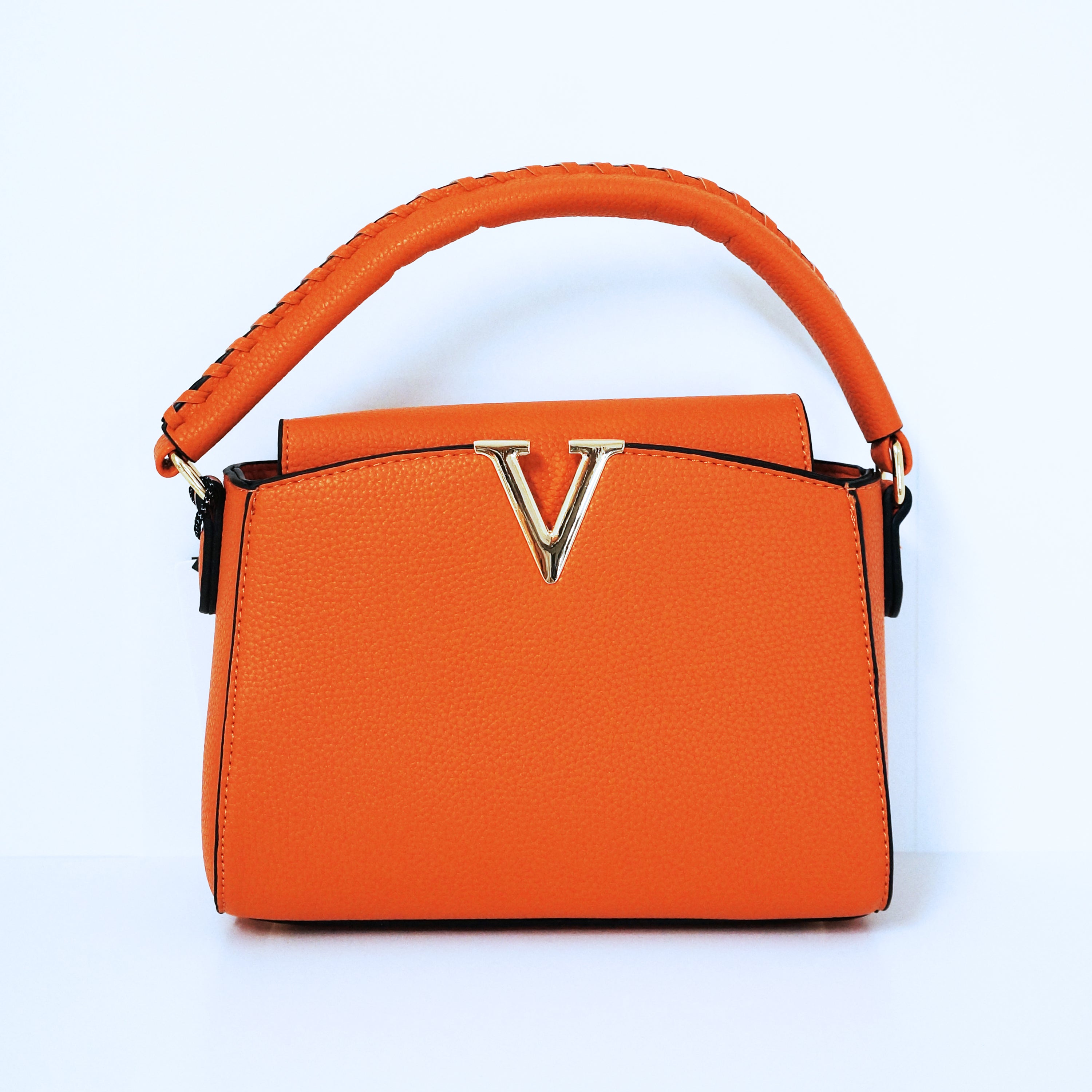 Orange V- Accent Satchel Bag | ALPHONSINA