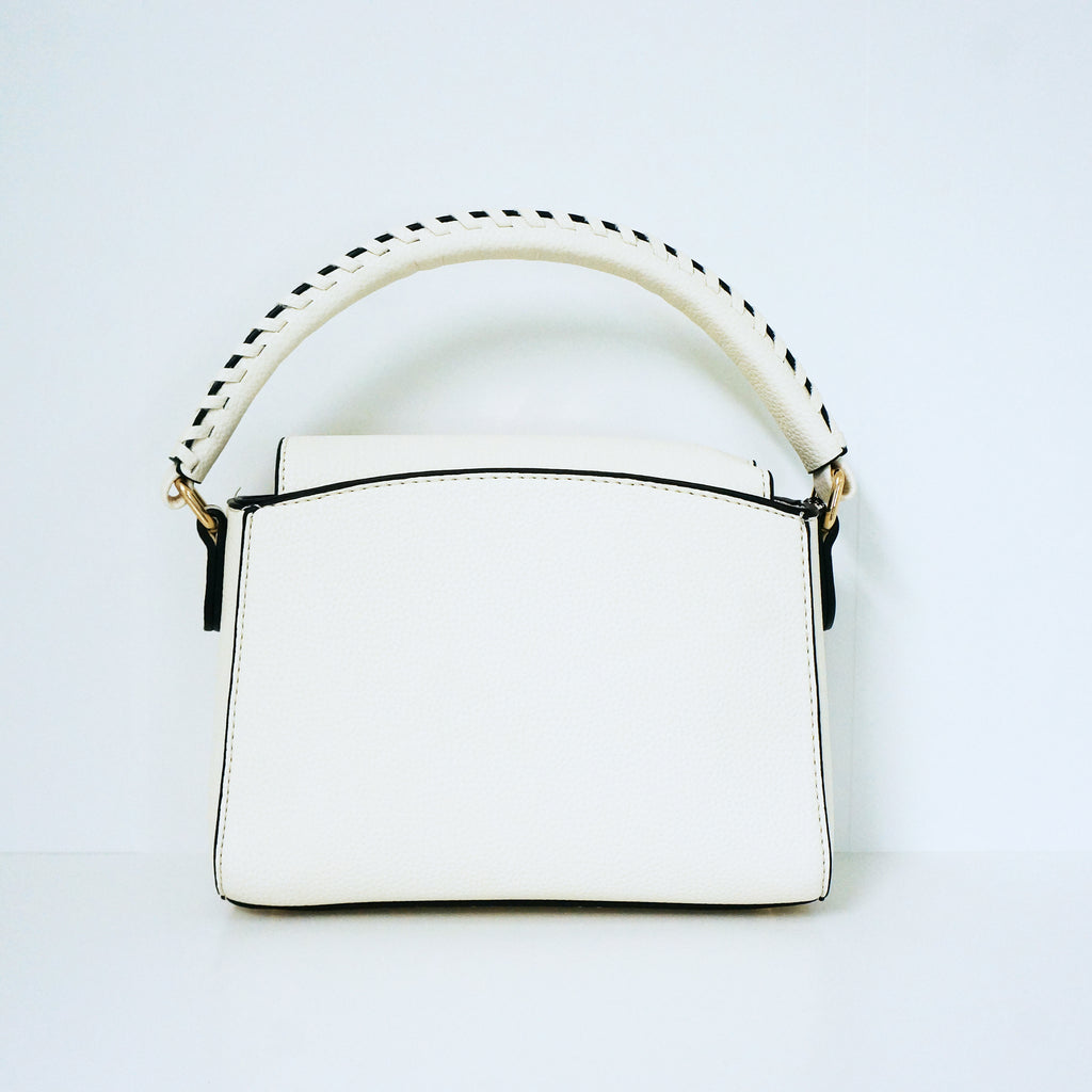 White V- Accent Satchel Bag | ALPHONSINA