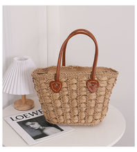 Load image into Gallery viewer, Tan Straw Hand Tote Bag | ALPHONSINA