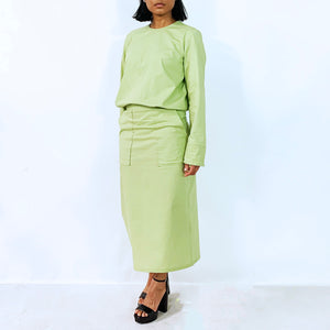 Green Long Sleeves Cotton Top | ALPHONSINA