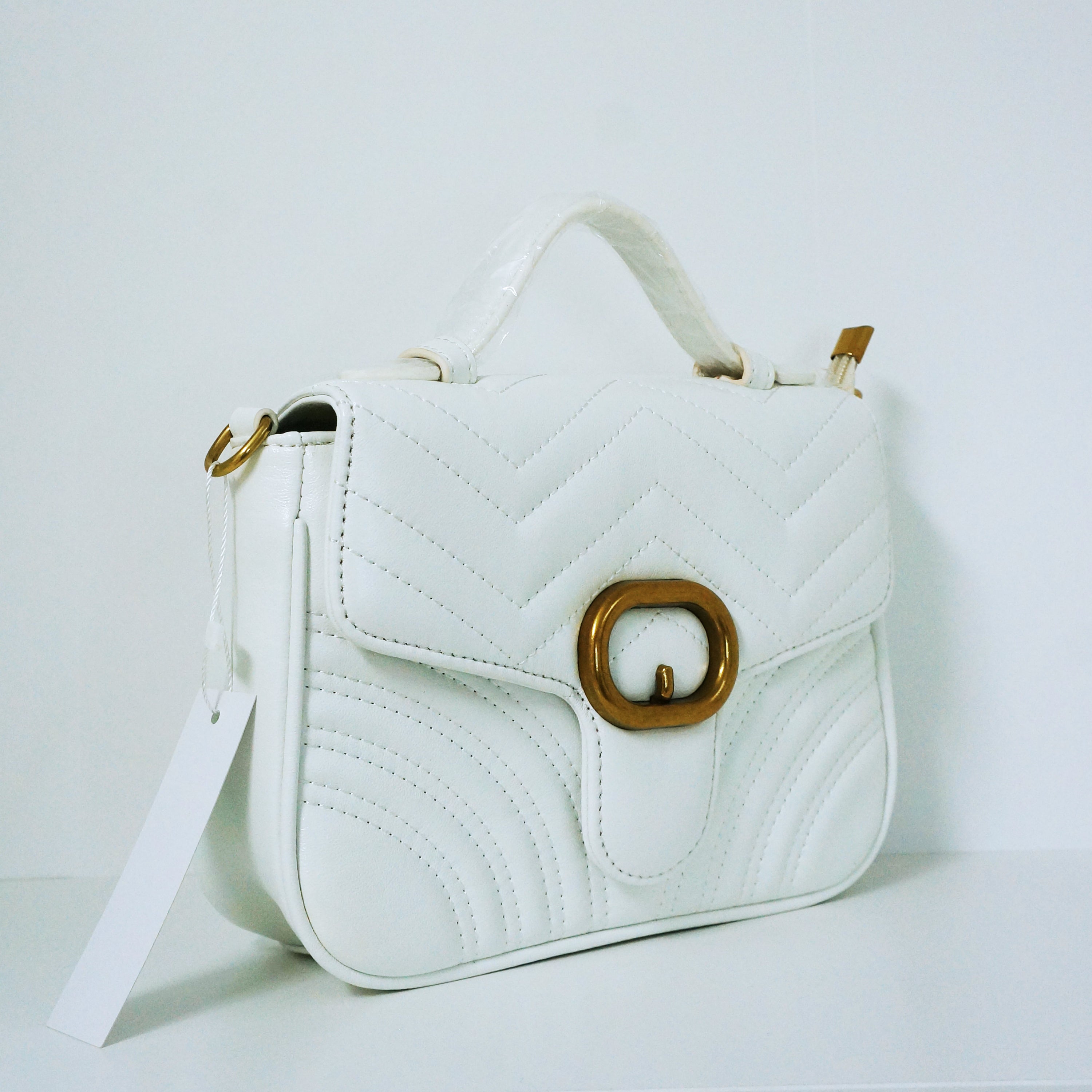 White Rectangular Quilted Crossbody Bag | ALPHONSINA