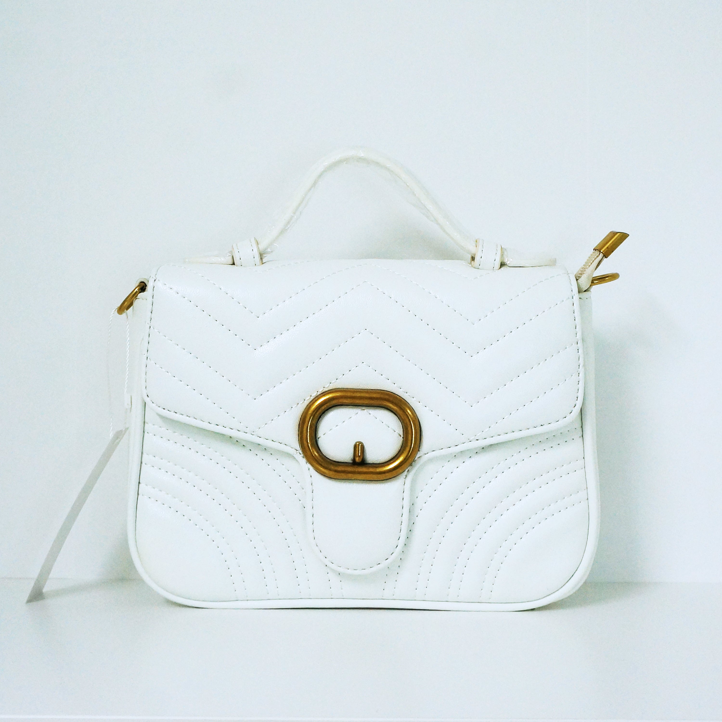 White Rectangular Quilted Crossbody Bag | ALPHONSINA