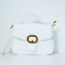 Load image into Gallery viewer, White Rectangular Quilted Crossbody Bag | ALPHONSINA