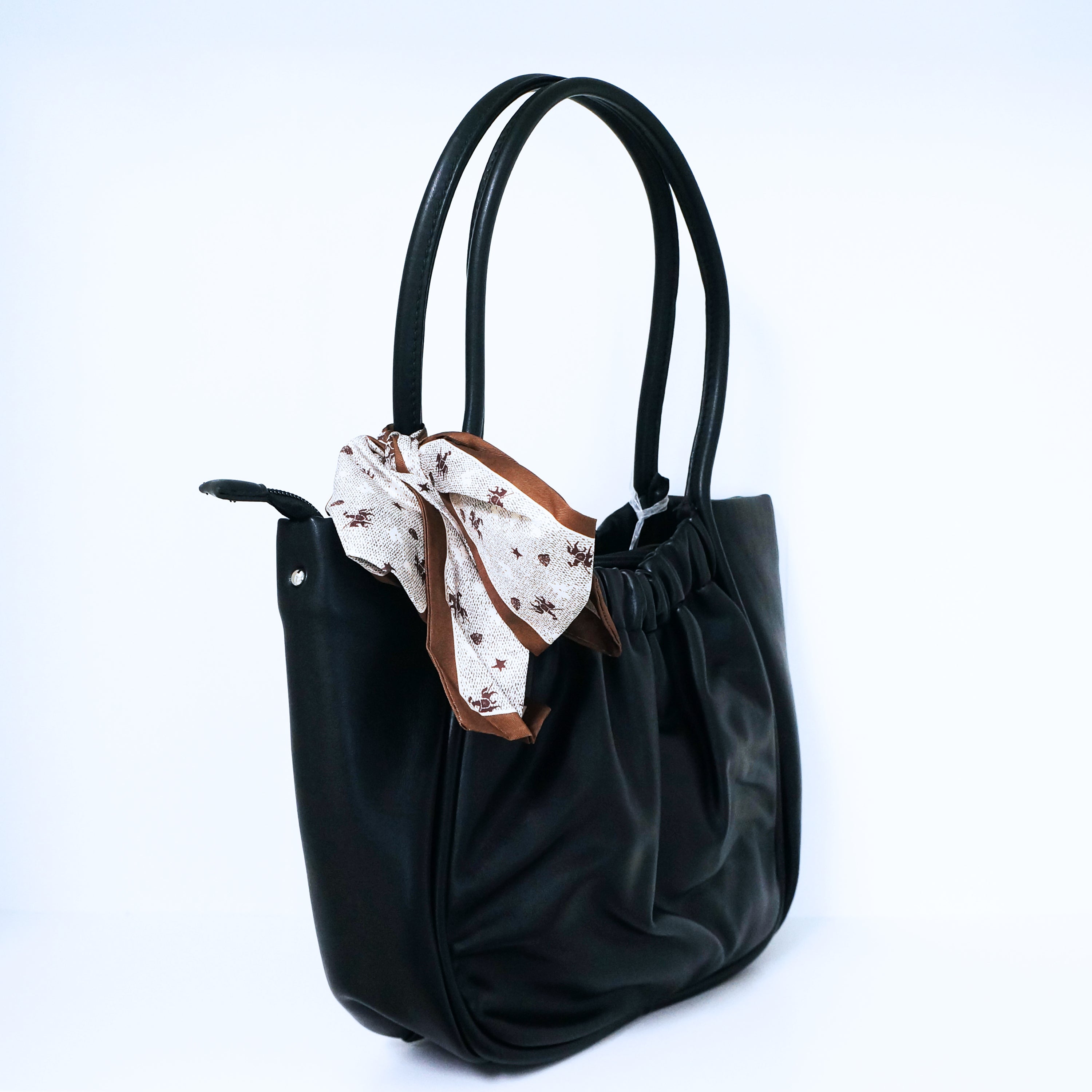 Top-Handle Red Satchel Black With Scarf | ALPHONSINA