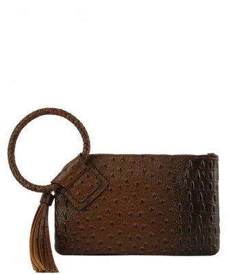 Coffee Croc HandCuff Tassel Wristlet Clutch | ALPHONSINA