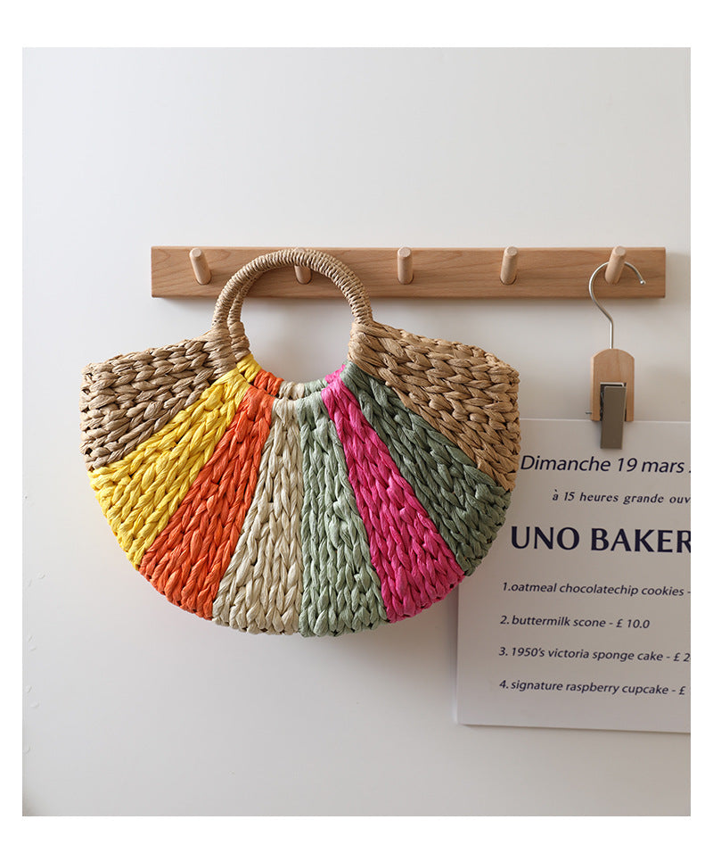 Tan-Multi Color Straw Bag | ALPHONSINA