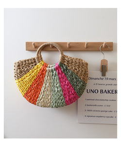 Tan-Multi Color Straw Bag | ALPHONSINA