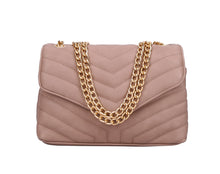 Load image into Gallery viewer, Tan Chevron Embossed Chained Bag | ALPHONSINA