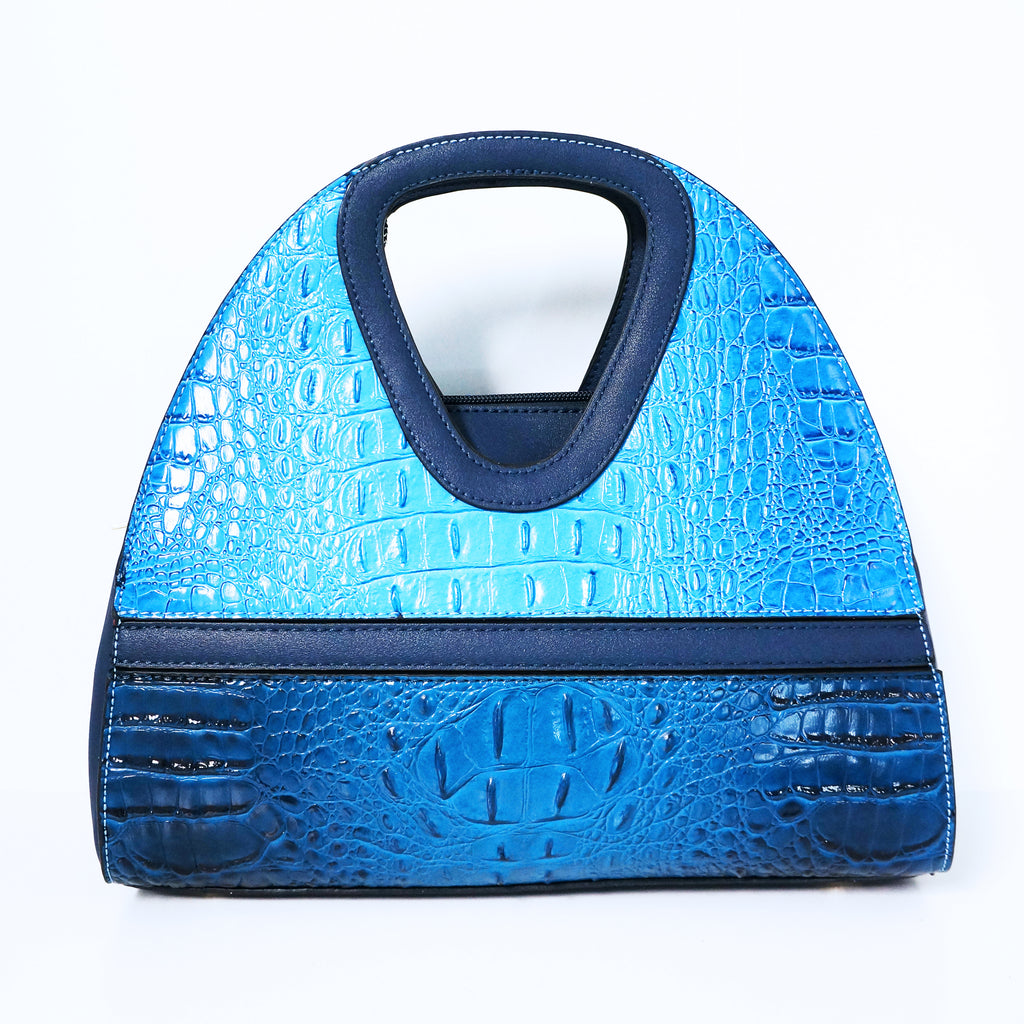 Blue Crocodile Satchel Bag | ALPHONSINA