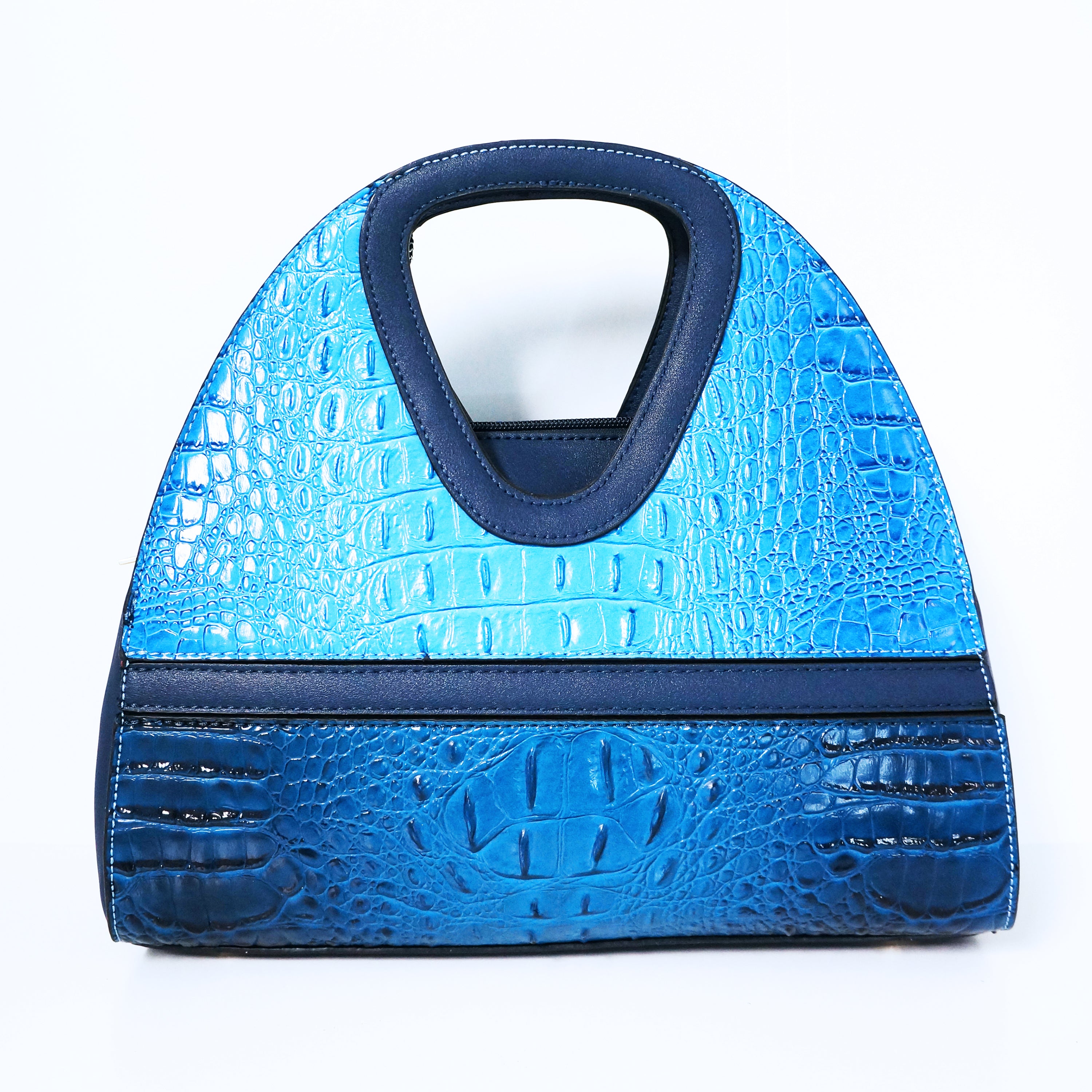 Blue Crocodile Satchel Bag | ALPHONSINA