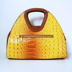 Yellow Crocodile Satchel Bag | ALPHONSINA